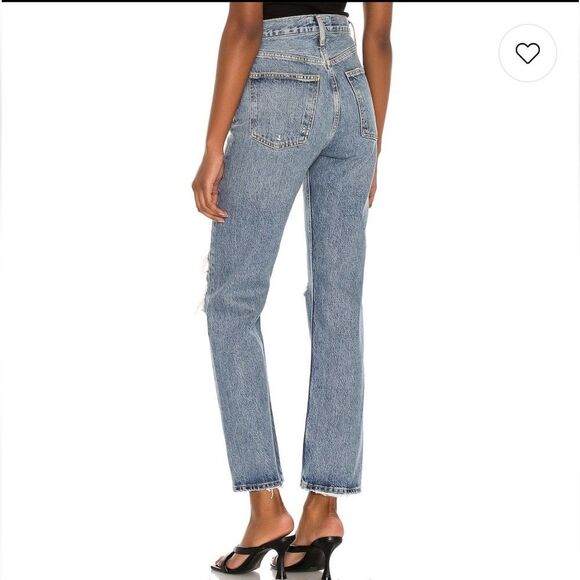 AGOLDE 28 Medium Vintage 90’s Mid Rise Loose Backdrop Denim Distressed Jeans - Picture 4 of 7